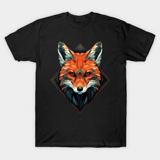 Geometric Fox Head Abstract Art T-Shirt